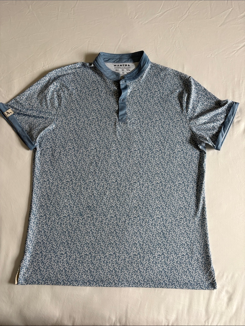 Men’s Blue Patterned Short-Sleeve Polo
